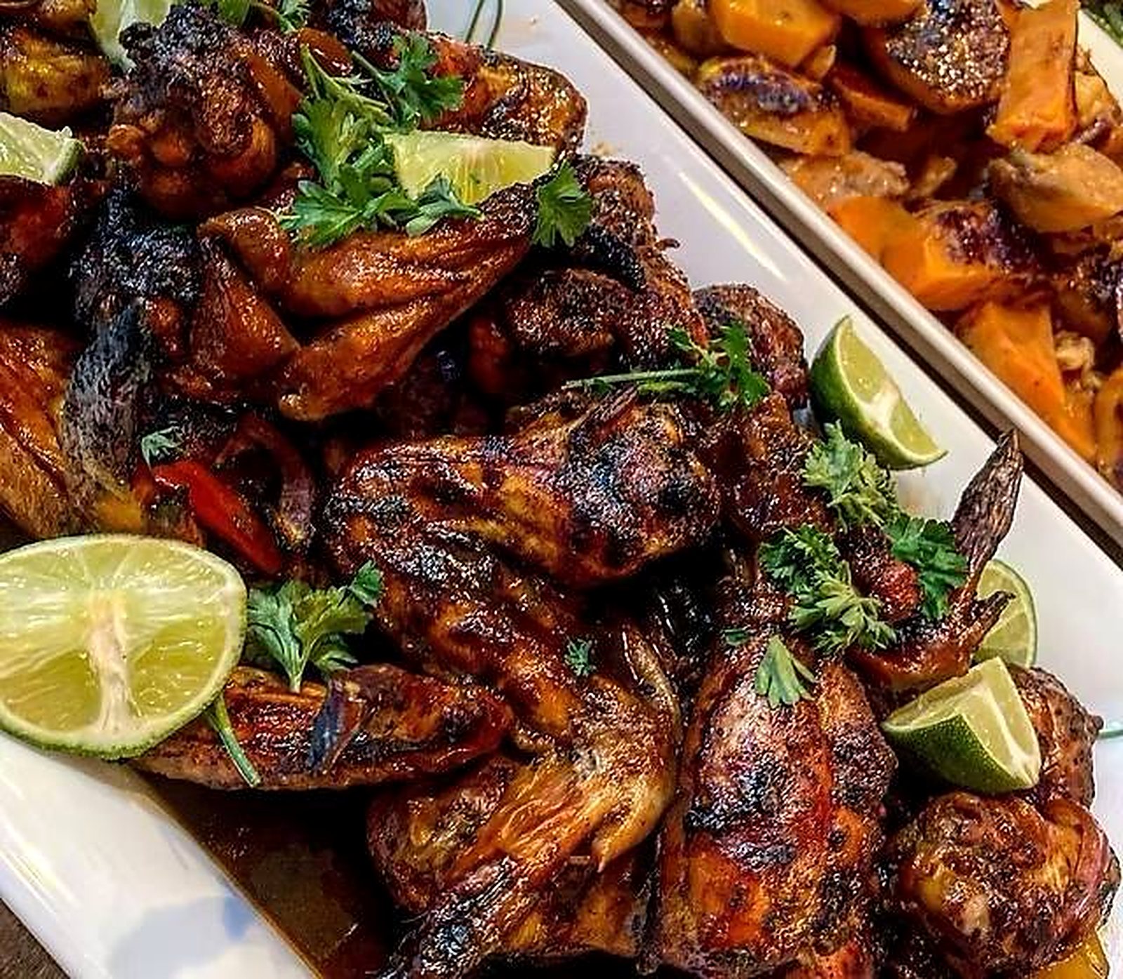 Jerk wings, charred & bright