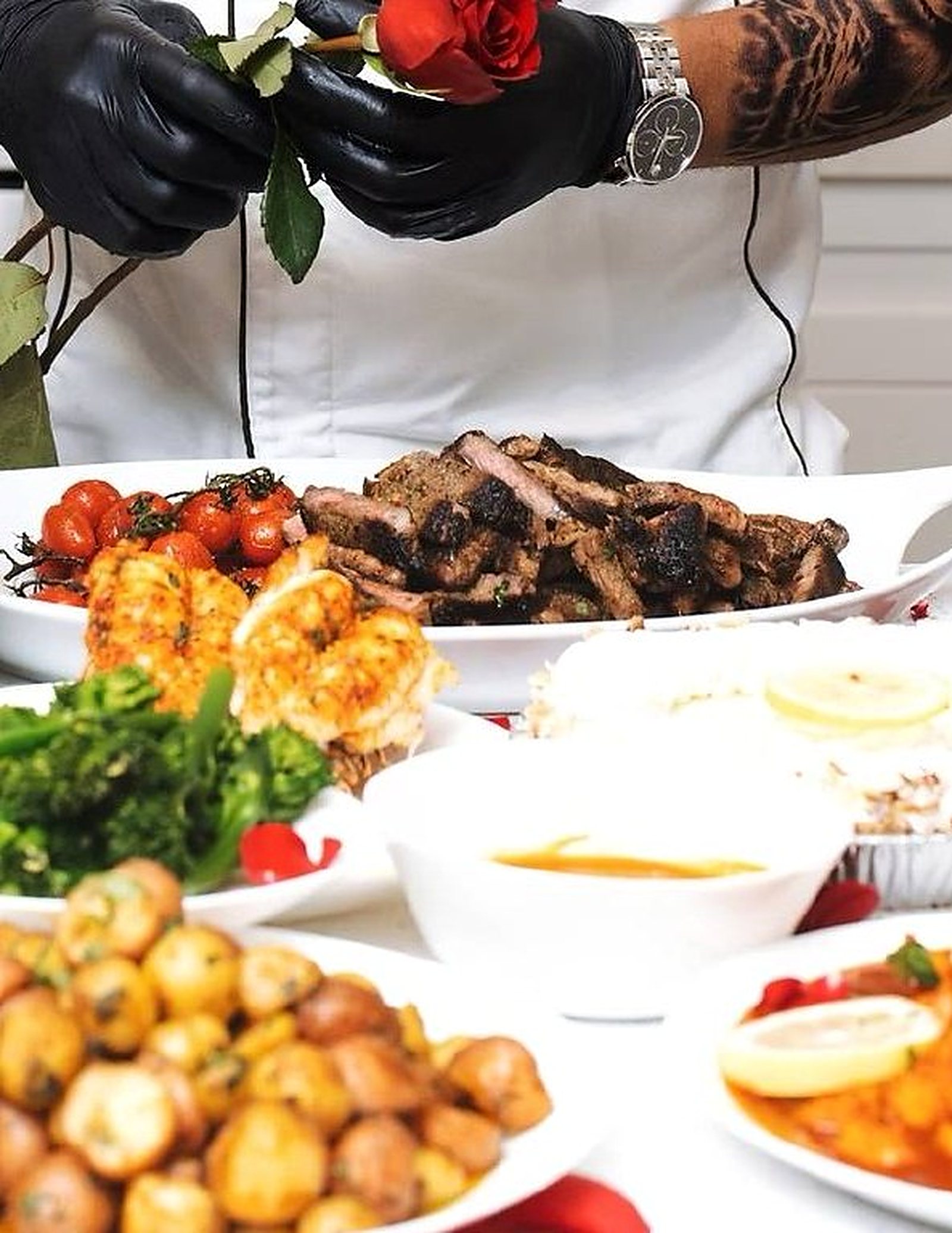 Jerk ribs & shrimp platter